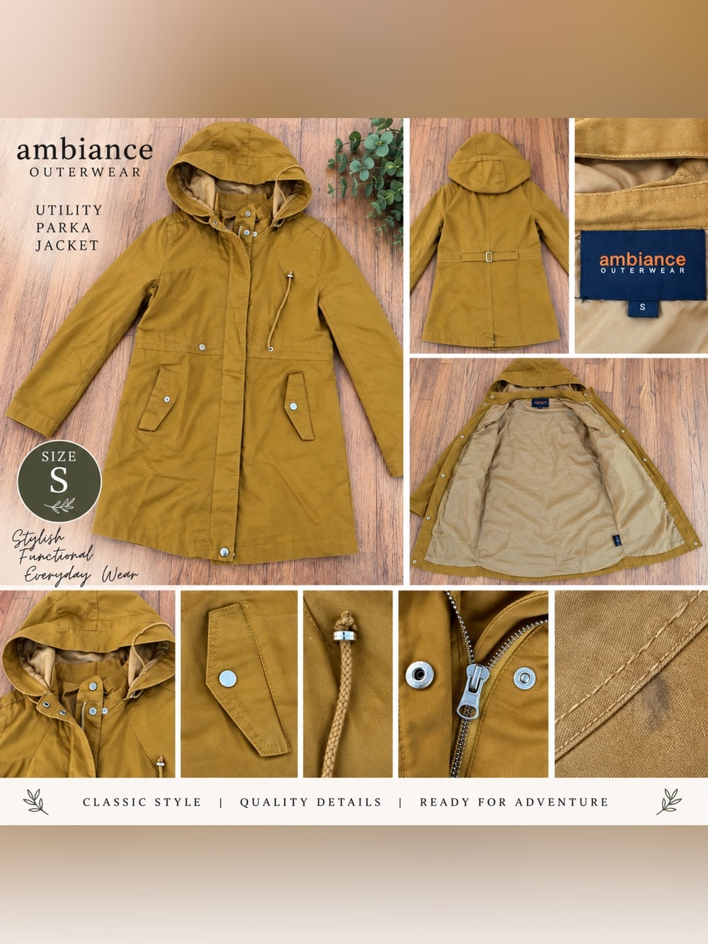 Ambiance Hooded Utility Jacket - Mustard Yellow